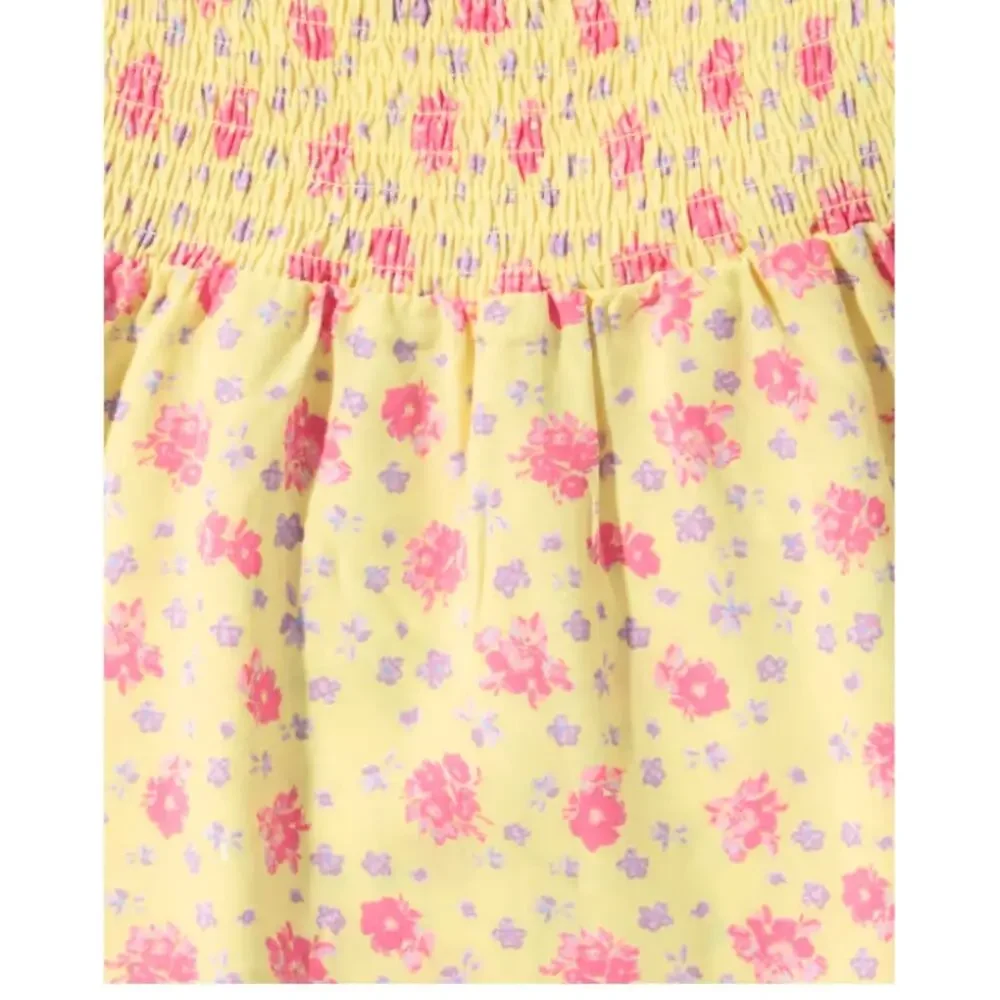 NWT Sugar & Jade  Tween Girls Floral Smocked Babydoll Dress - Pale Sun M(10)